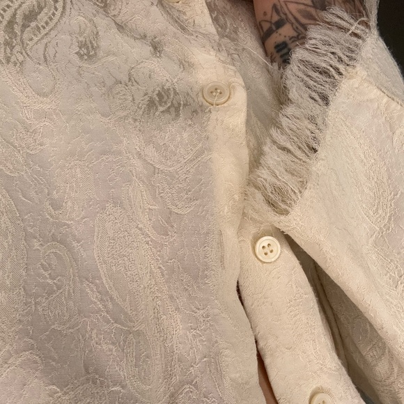 Zara Cream Textured Button-Down Shirt - Picture 4 of 4